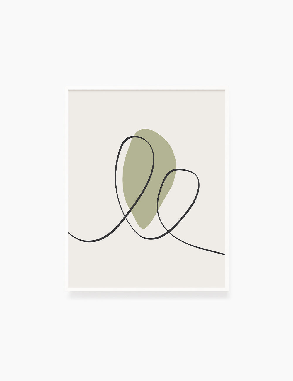 MINIMAL LINE ART. Abstract Heart Shape. Boho Aesthetic. Green. Beige. Black. Printable Wall Art Illustration. - PAPER MOON Art & Design
