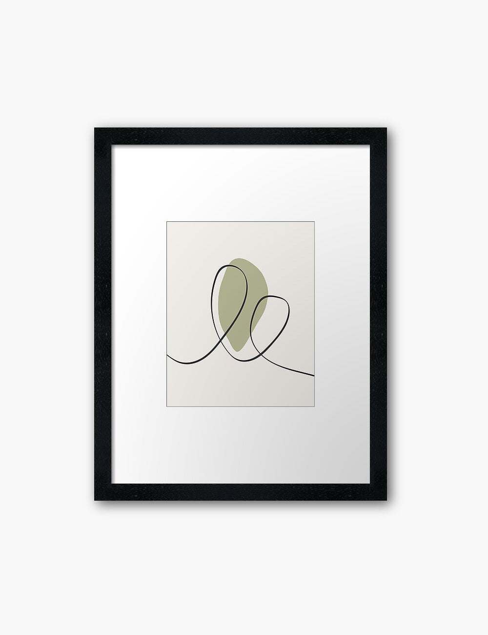 MINIMAL LINE ART. Abstract Heart Shape. Boho Aesthetic. Green. Beige. Black. Printable Wall Art Illustration. - PAPER MOON Art & Design