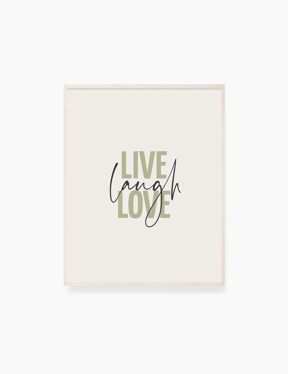LIVE. LAUGH. LOVE. Green. Beige. Inspirational quote. Printable Wall Art Quote. - PAPER MOON Art & Design