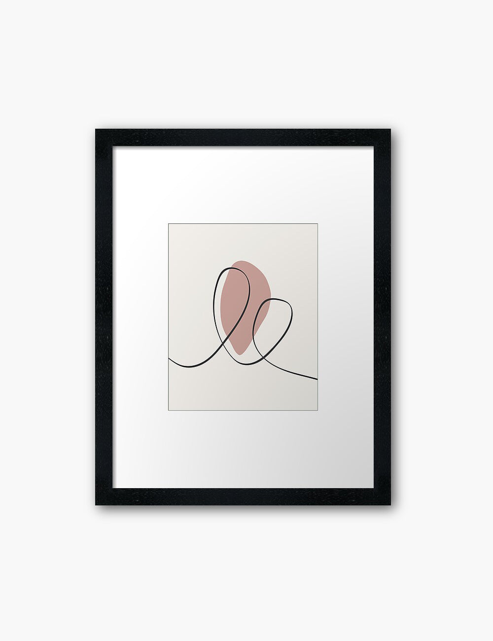MINIMAL LINE ART. Abstract Heart Shape. Boho Aesthetic. Blush. Rose. Pale Red. Beige. Black. Printable Wall Art Illustration. - PAPER MOON Art & Design