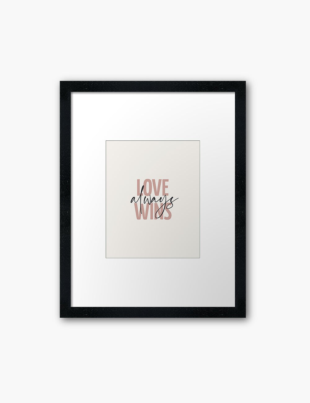 LOVE ALWAYS WINS. Blush. Rose. Pale Red. Love quote. Romantic words. Printable Wall Art Quote. - PAPER MOON Art & Design