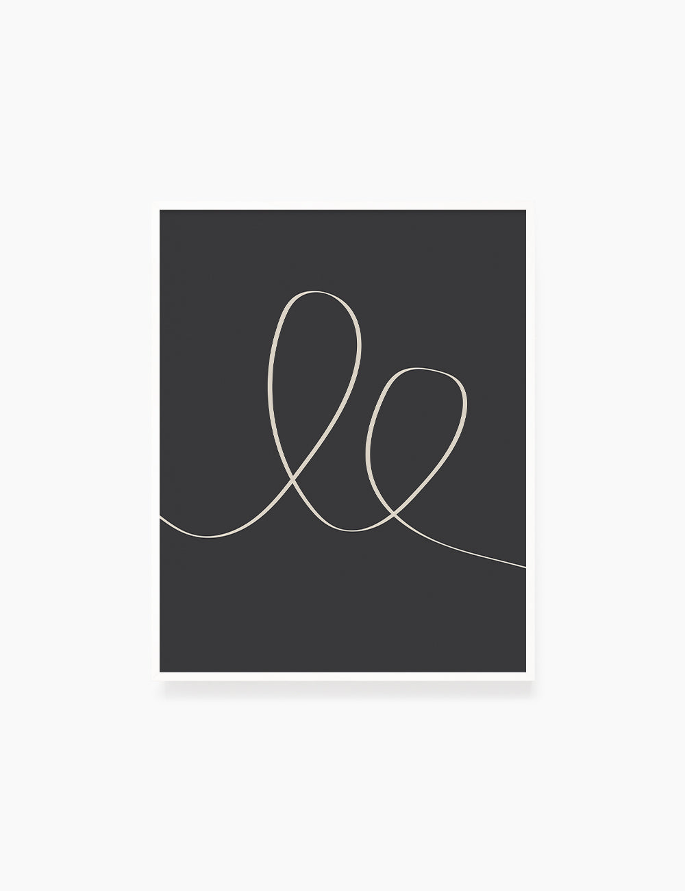 MINIMAL LINE ART. Abstract Heart Shape. Boho Aesthetic. Black and White. Dark Grey. Beige. Printable Wall Art Illustration. - PAPER MOON Art & Design