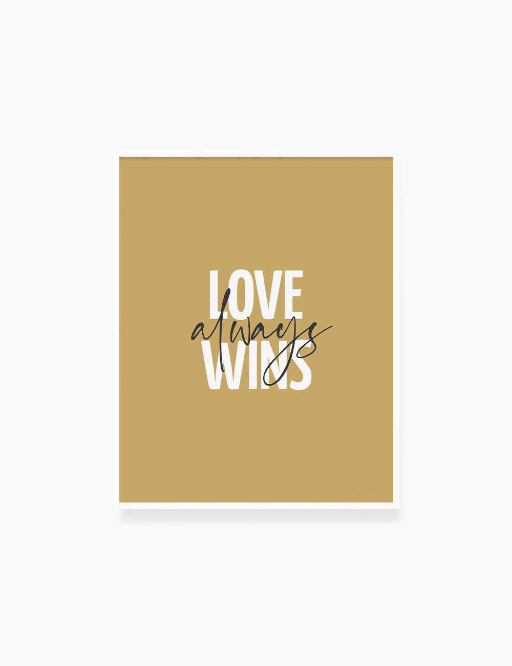 LOVE ALWAYS WINS. Yellow Gold. Love quote. Romantic words. Printable Wall Art Quote. - PAPER MOON Art & Design