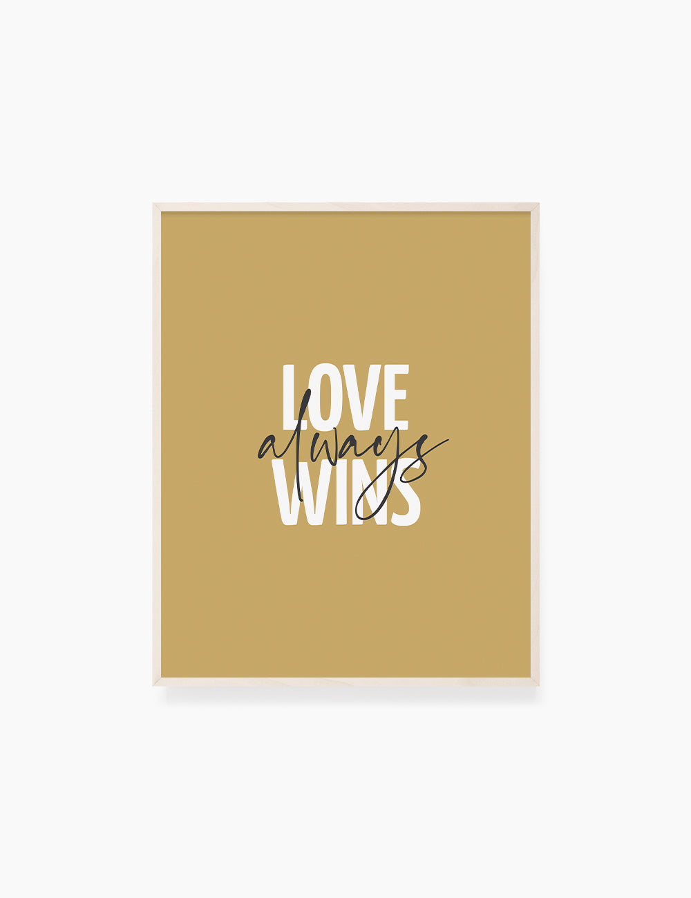 LOVE ALWAYS WINS. Yellow Gold. Love quote. Romantic words. Printable Wall Art Quote. - PAPER MOON Art & Design