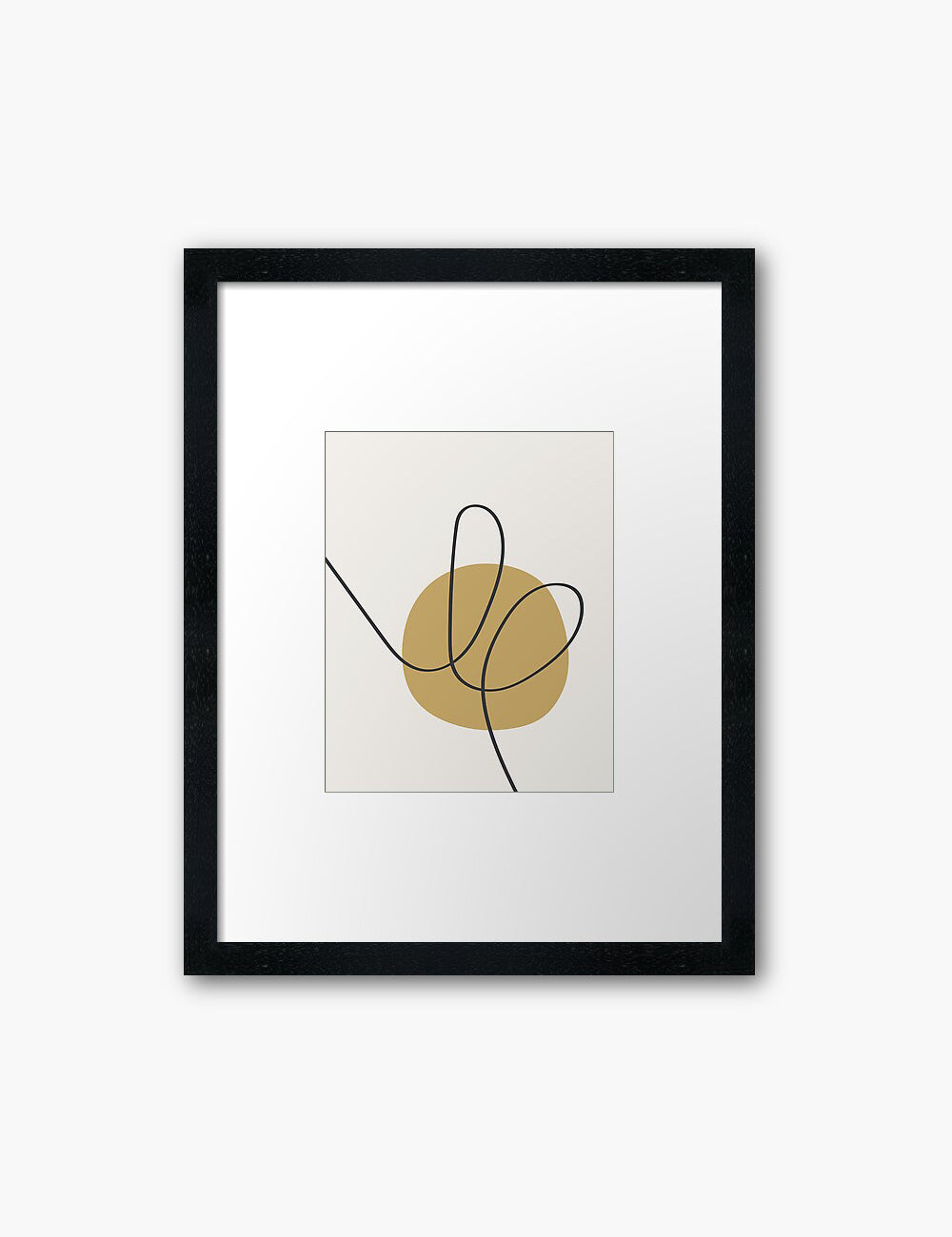 MINIMAL LINE ART. Abstract Heart Shape. Boho Aesthetic. Yellow Gold. Beige. Black. Printable Wall Art Illustration. - PAPER MOON Art & Design