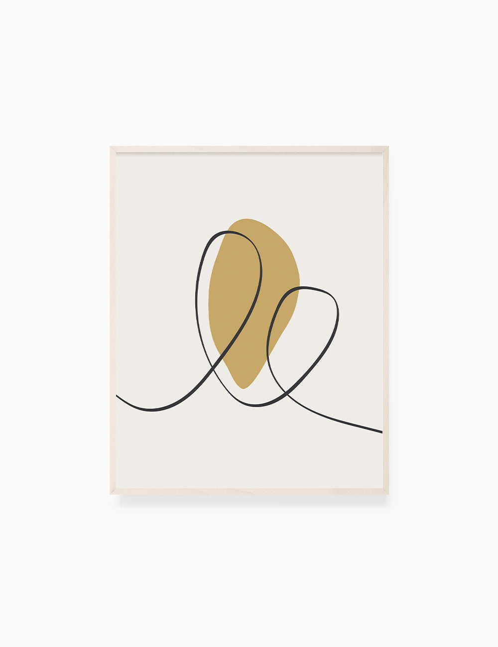 MINIMAL LINE ART. Abstract Heart Shape. Boho Aesthetic. Yellow Gold. Beige. Black. Printable Wall Art Illustration. - PAPER MOON Art & Design