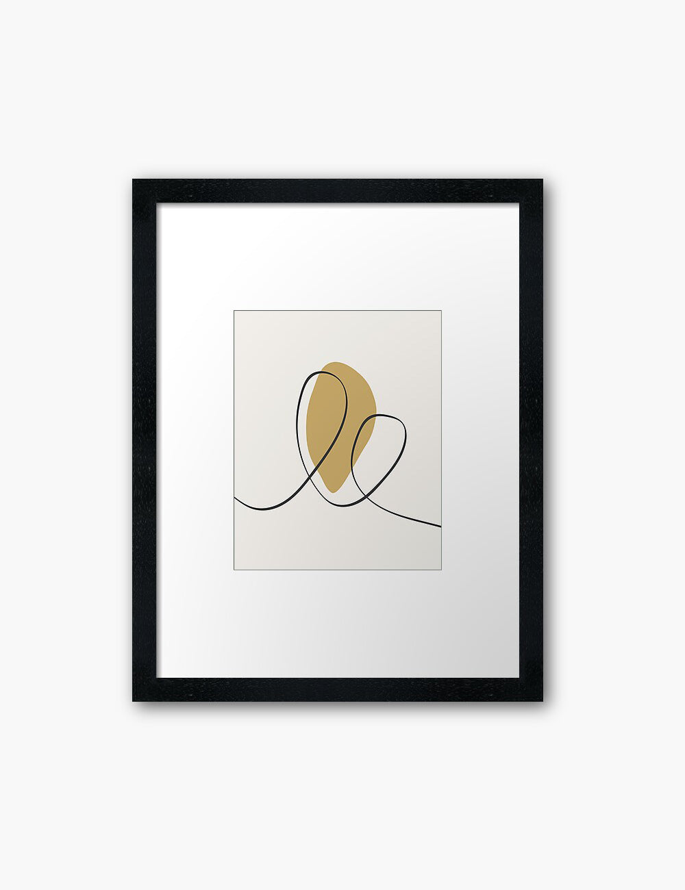 MINIMAL LINE ART. Abstract Heart Shape. Boho Aesthetic. Yellow Gold. Beige. Black. Printable Wall Art Illustration. - PAPER MOON Art & Design