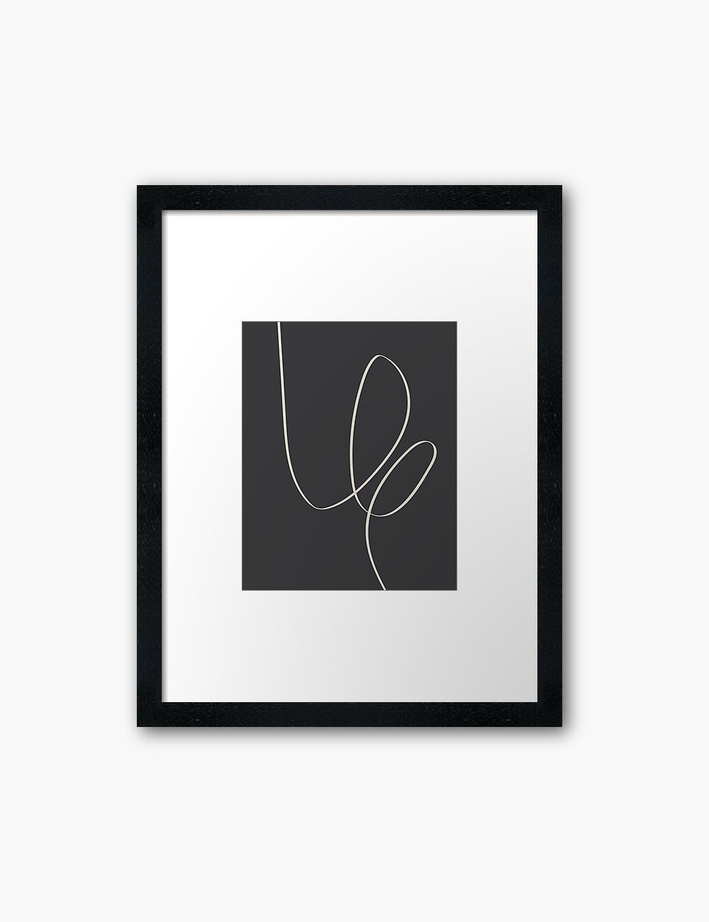 MINIMAL LINE ART. Abstract Heart Shape. Boho Aesthetic. Black and White. Dark Grey. Beige. Printable Wall Art Illustration. - PAPER MOON Art & Design