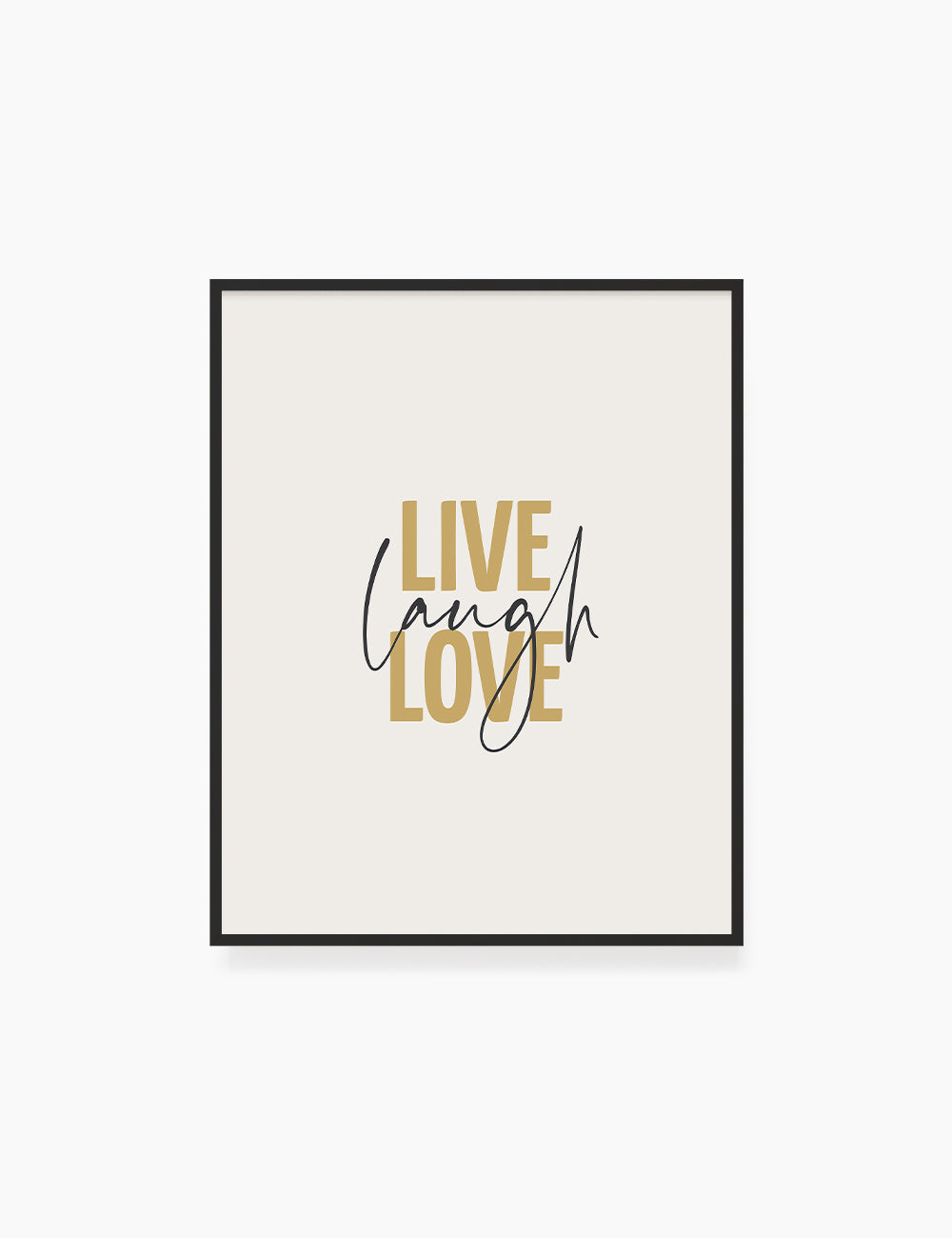 LIVE. LAUGH. LOVE. Yellow Gold. Beige. Inspirational quote. Printable Wall Art Quote. - PAPER MOON Art & Design