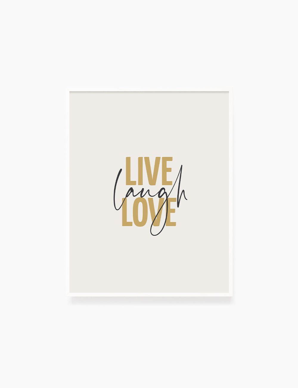 LIVE. LAUGH. LOVE. Yellow Gold. Beige. Inspirational quote. Printable Wall Art Quote. - PAPER MOON Art & Design