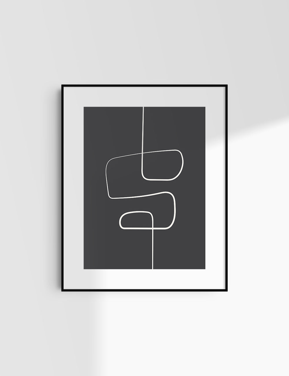 MINIMALIST, ABSTRACT ONE LINE ART. Black and Beige. Printable Wall Art Illustration.