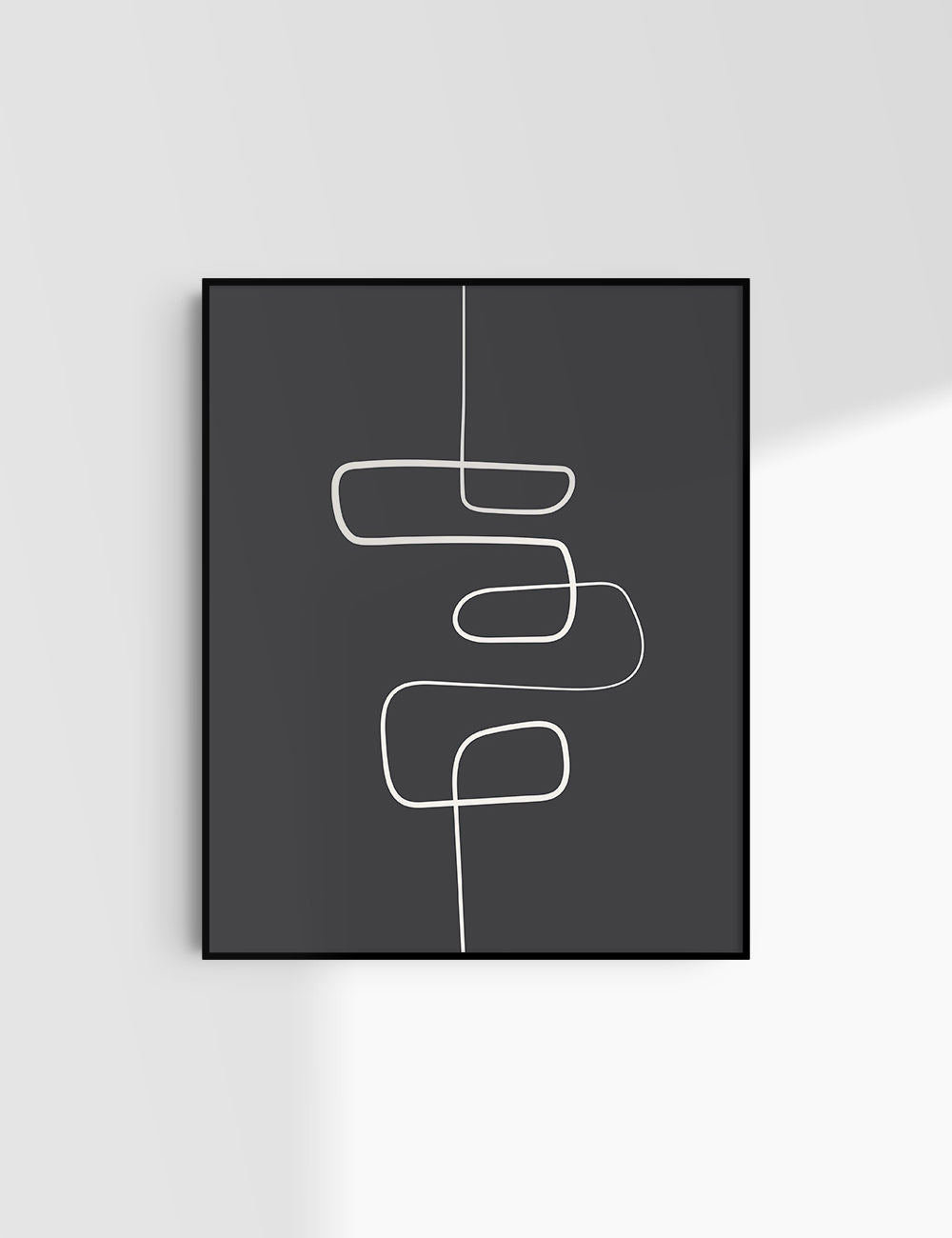 MINIMALIST, ABSTRACT ONE LINE ART. Black and Beige. Printable Wall Art Illustration.