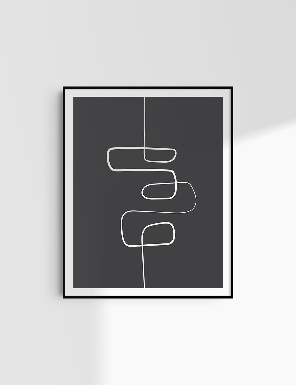 MINIMALIST, ABSTRACT ONE LINE ART. Black and Beige. Printable Wall Art Illustration.
