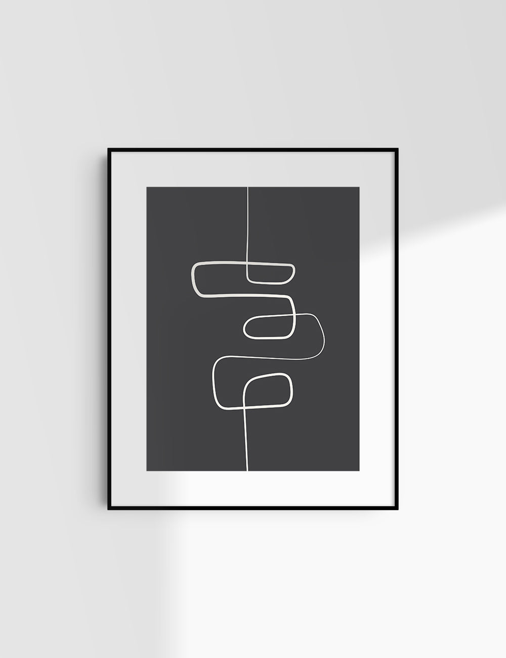 MINIMALIST, ABSTRACT ONE LINE ART. Black and Beige. Printable Wall Art Illustration.