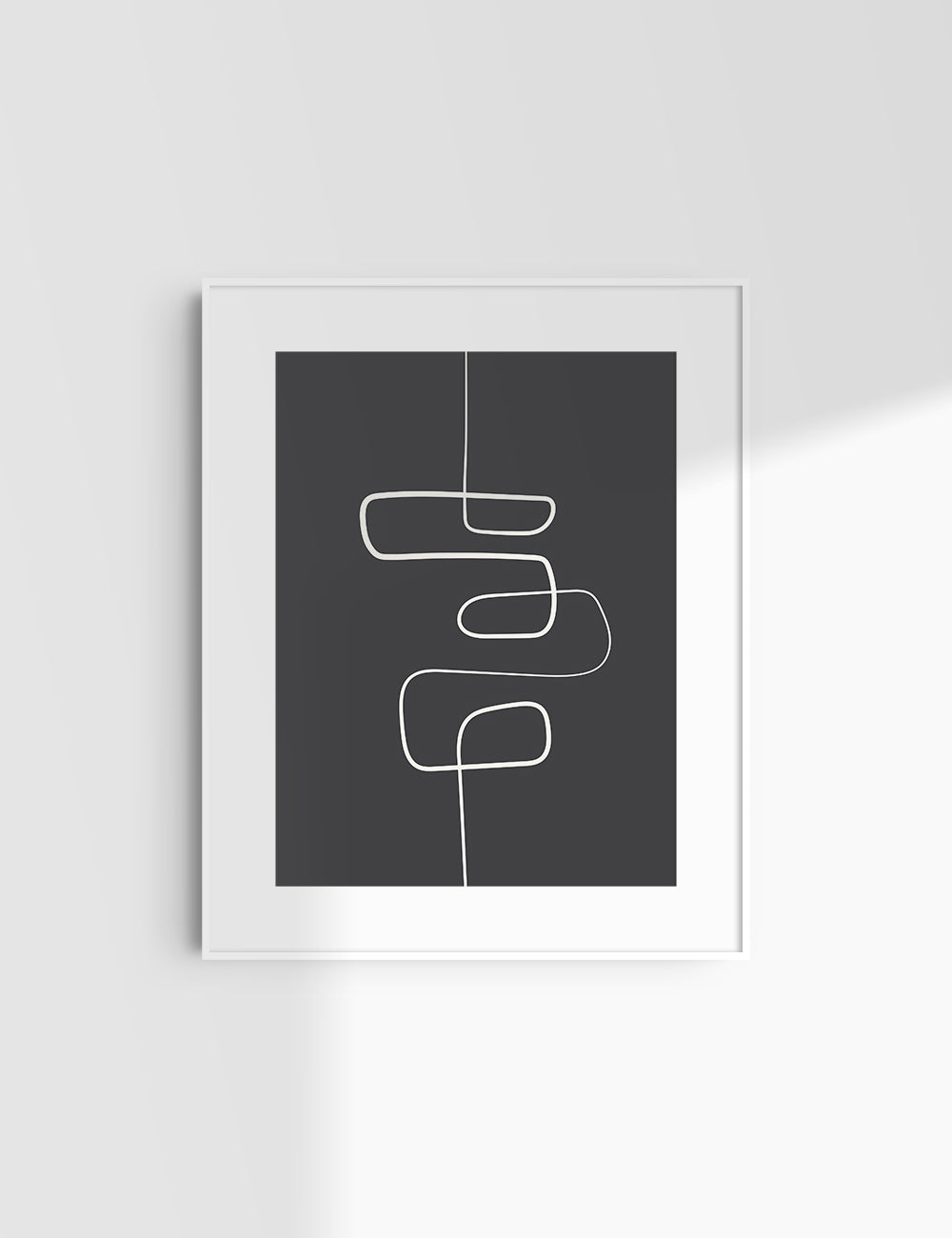 MINIMALIST, ABSTRACT ONE LINE ART. Black and Beige. Printable Wall Art Illustration.