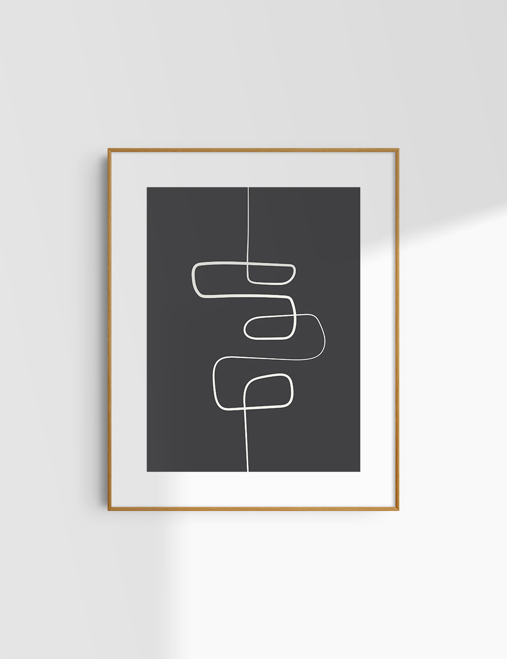 MINIMALIST, ABSTRACT ONE LINE ART. Black and Beige. Printable Wall Art Illustration.