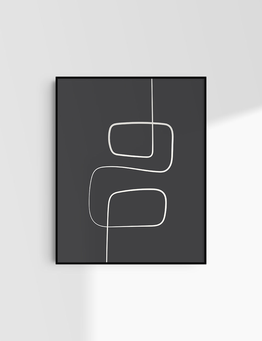 MINIMALIST, ABSTRACT ONE LINE ART. Black and Beige. Printable Wall Art Illustration.