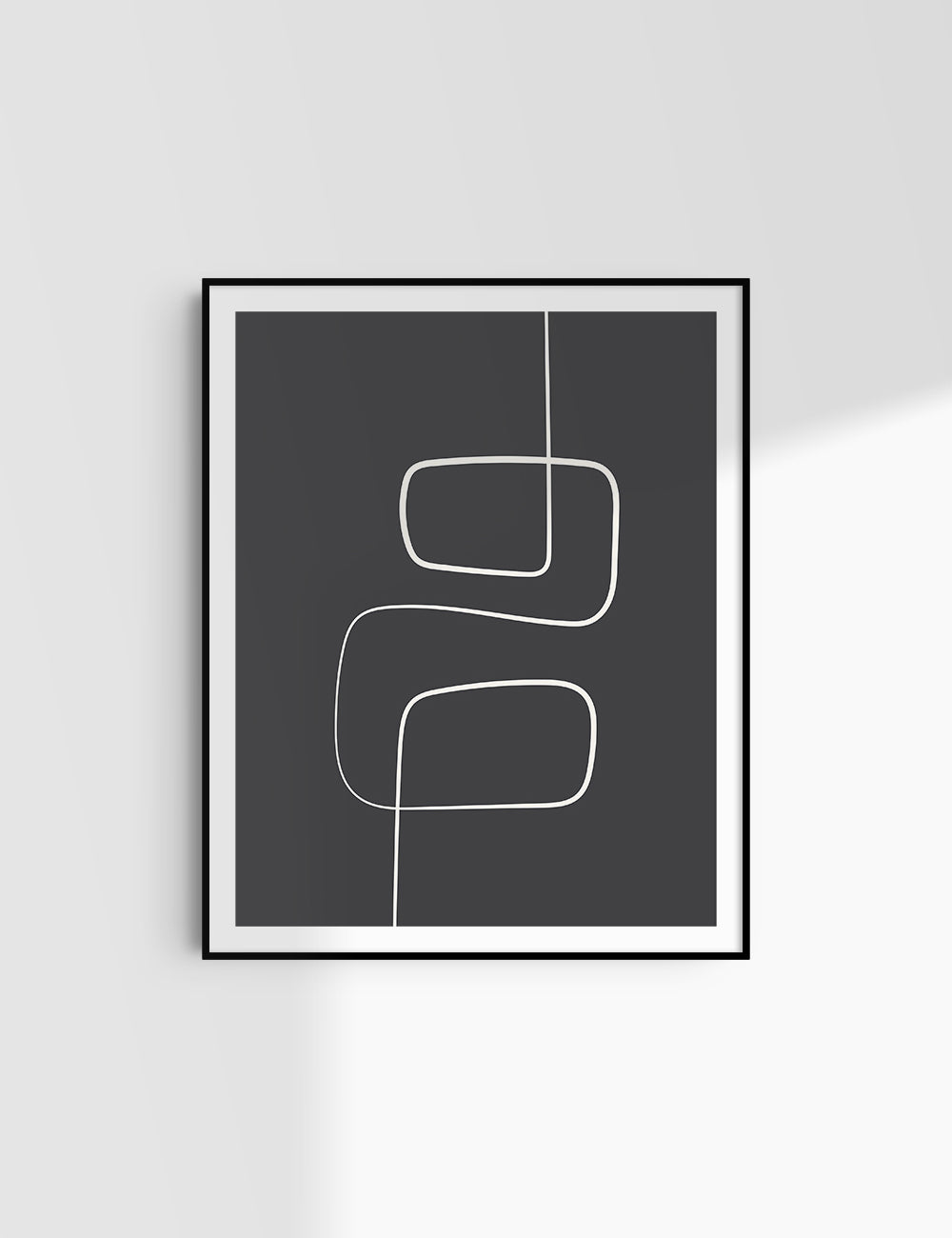 MINIMALIST, ABSTRACT ONE LINE ART. Black and Beige. Printable Wall Art Illustration.