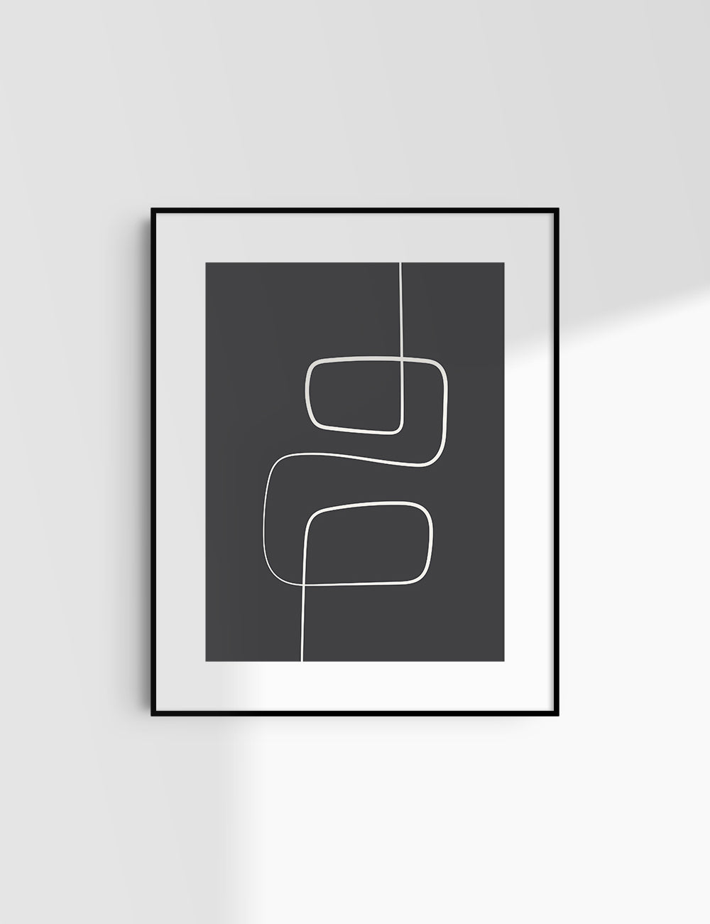 MINIMALIST, ABSTRACT ONE LINE ART. Black and Beige. Printable Wall Art Illustration.