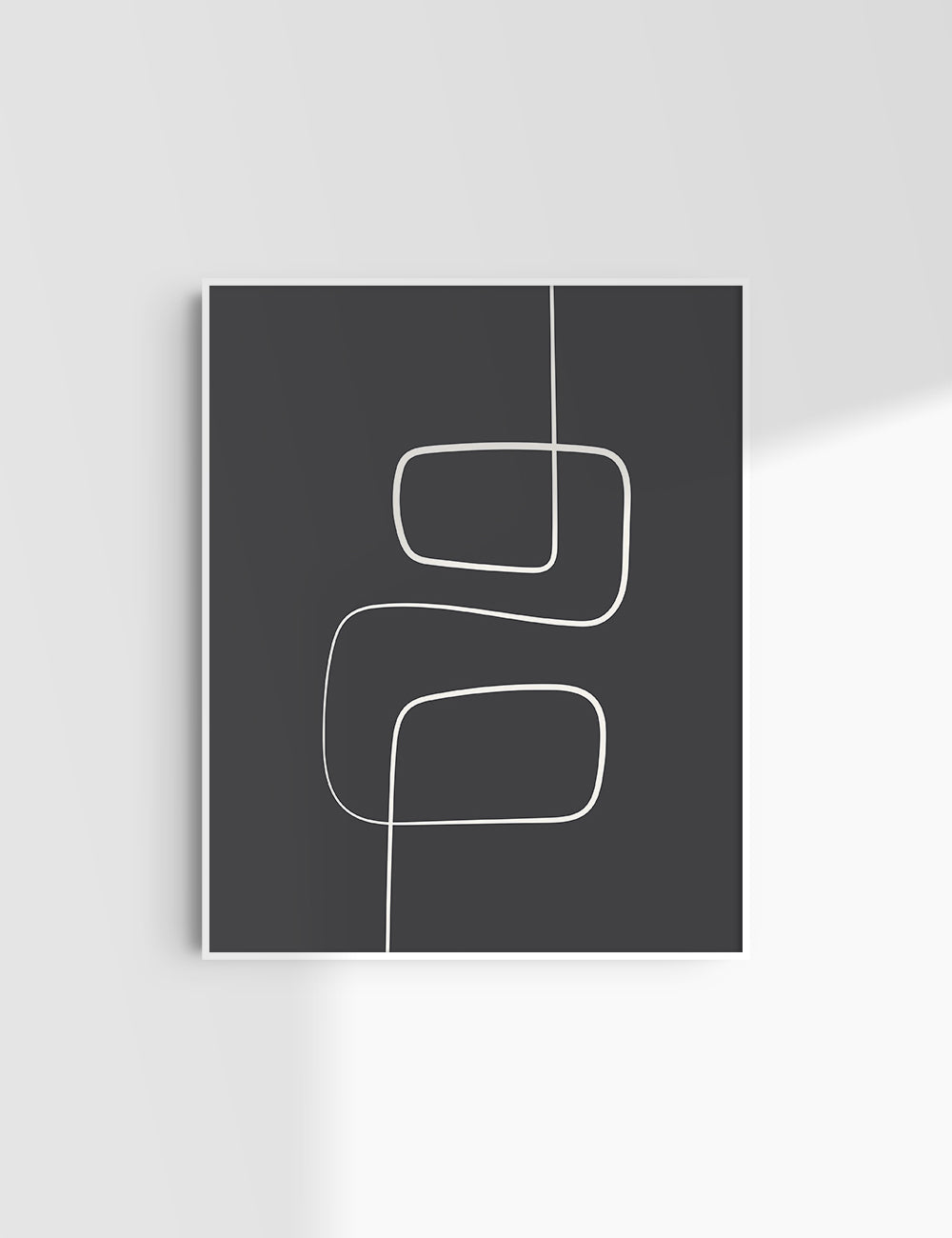 MINIMALIST, ABSTRACT ONE LINE ART. Black and Beige. Printable Wall Art Illustration.