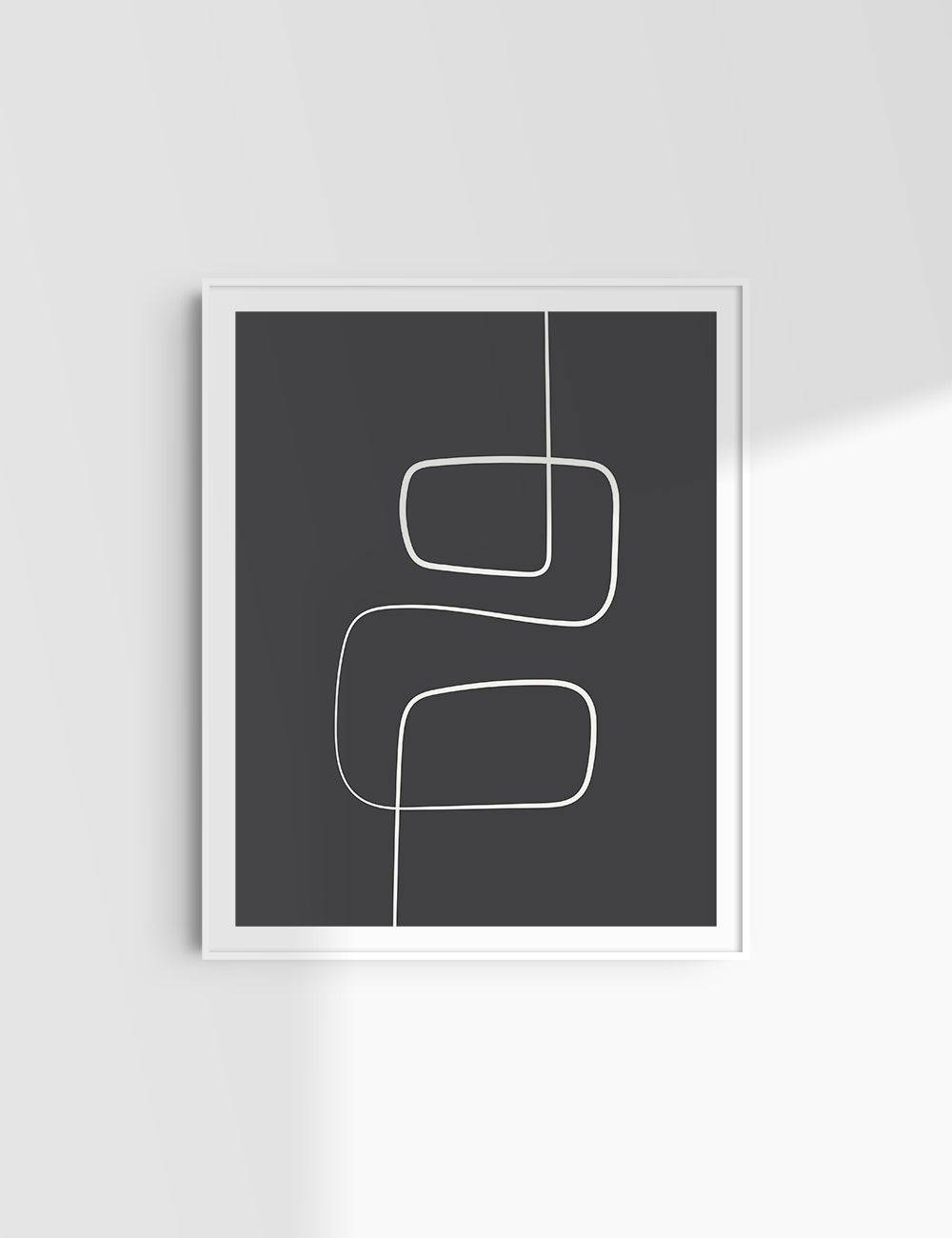 MINIMALIST, ABSTRACT ONE LINE ART. Black and Beige. Printable Wall Art Illustration.