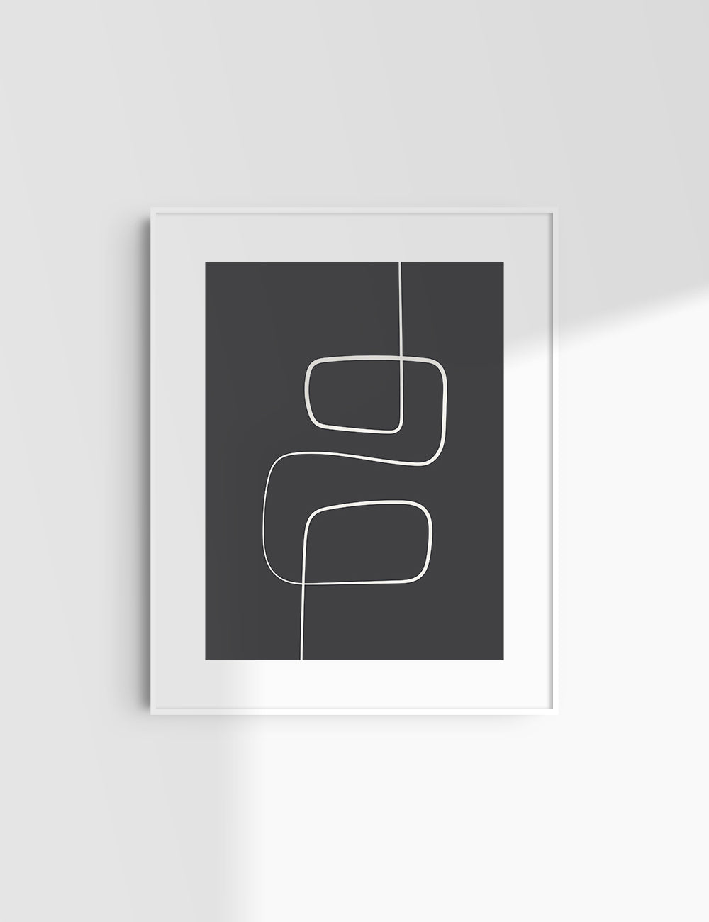 MINIMALIST, ABSTRACT ONE LINE ART. Black and Beige. Printable Wall Art Illustration.