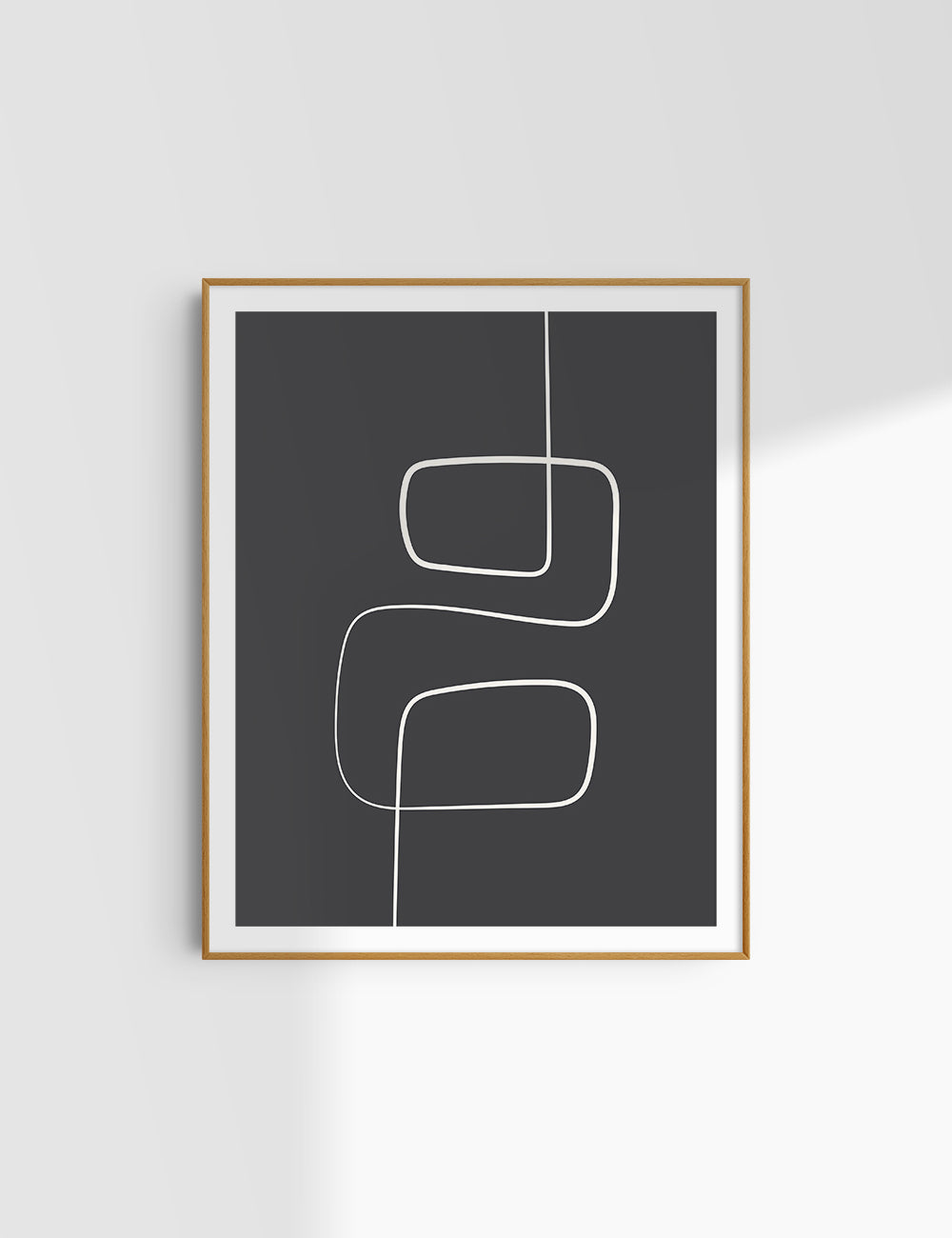 MINIMALIST, ABSTRACT ONE LINE ART. Black and Beige. Printable Wall Art Illustration.