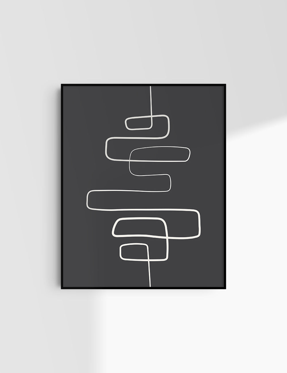 MINIMALIST, ABSTRACT ONE LINE ART. Black and Beige. Printable Wall Art Illustration.