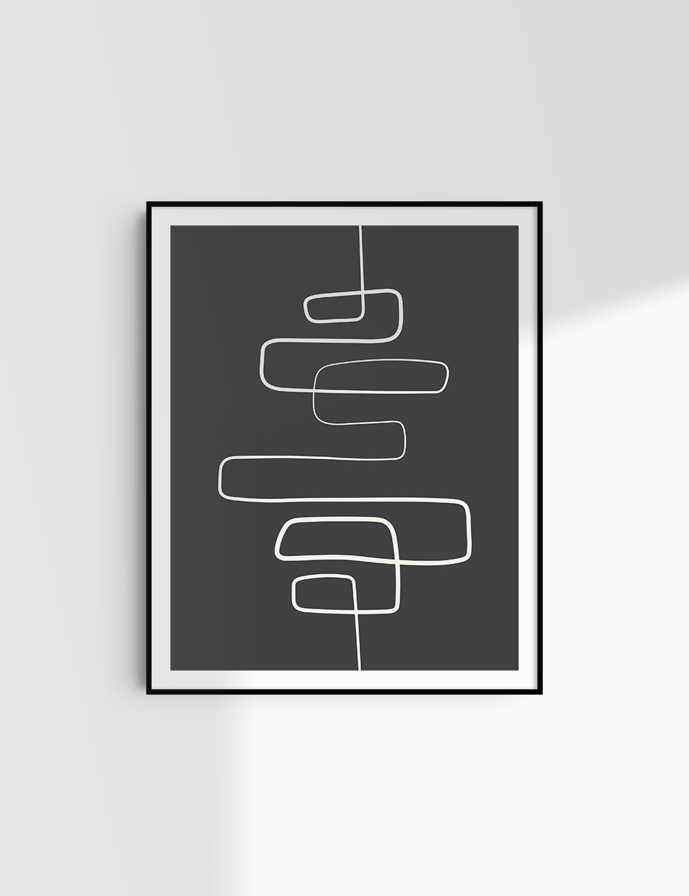 MINIMALIST, ABSTRACT ONE LINE ART. Black and Beige. Printable Wall Art Illustration.