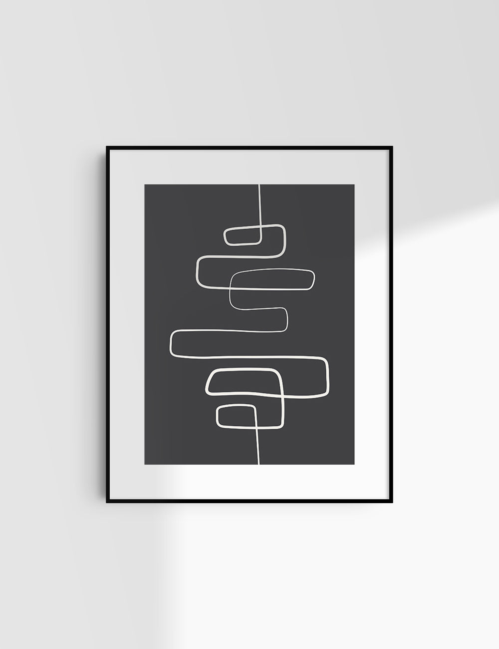 MINIMALIST, ABSTRACT ONE LINE ART. Black and Beige. Printable Wall Art Illustration.