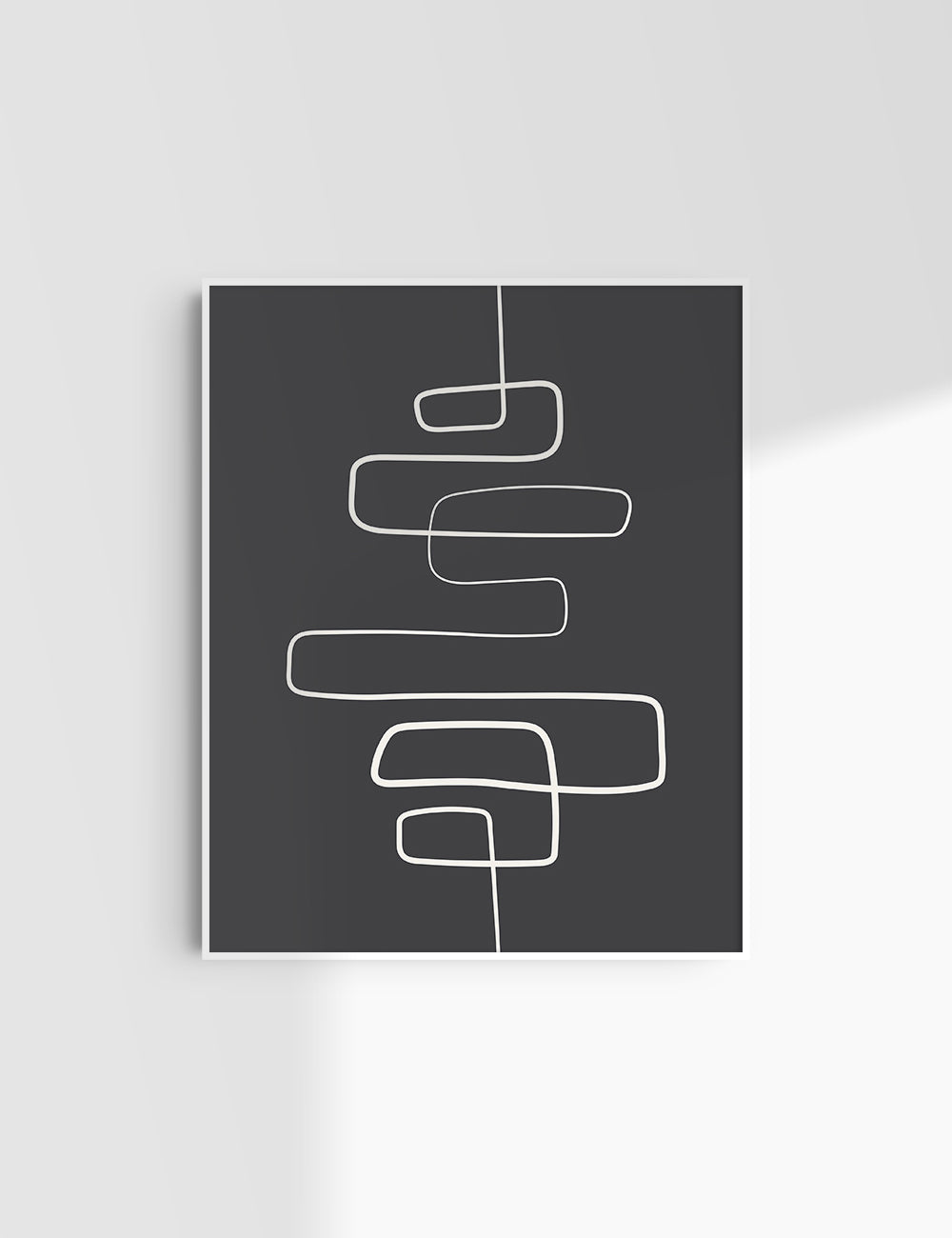 MINIMALIST, ABSTRACT ONE LINE ART. Black and Beige. Printable Wall Art Illustration.