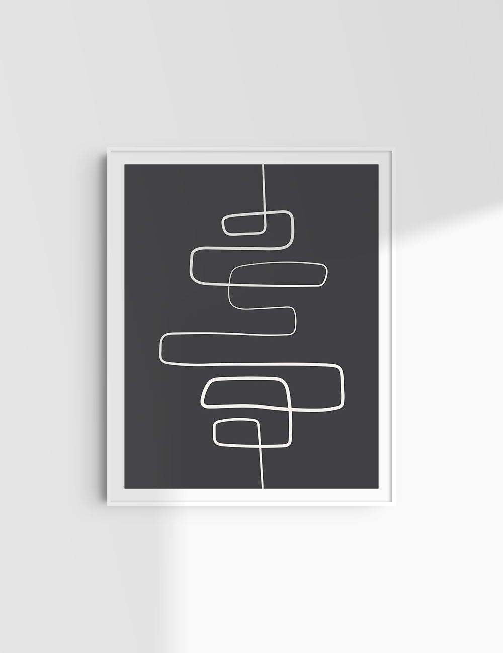 MINIMALIST, ABSTRACT ONE LINE ART. Black and Beige. Printable Wall Art Illustration.