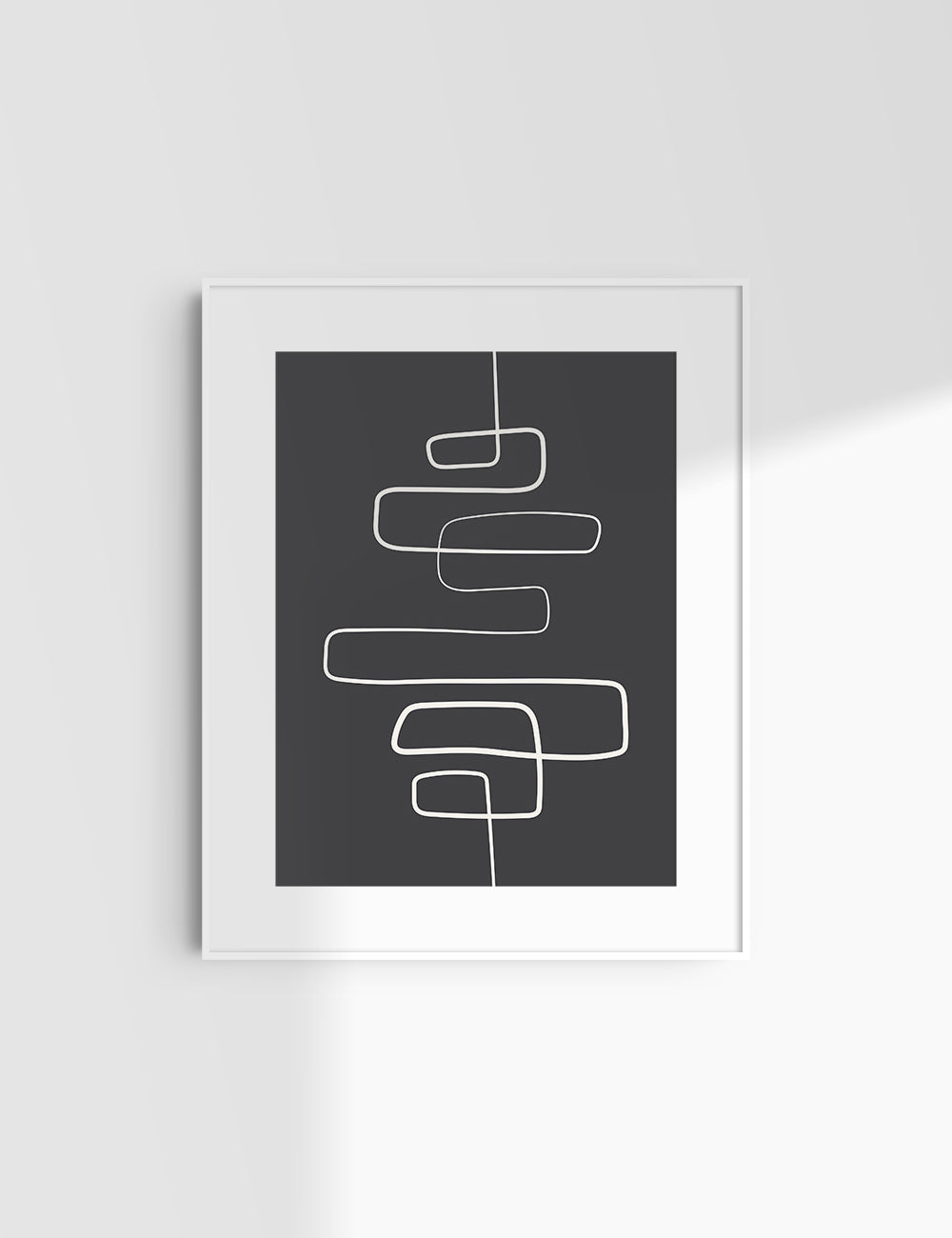MINIMALIST, ABSTRACT ONE LINE ART. Black and Beige. Printable Wall Art Illustration.