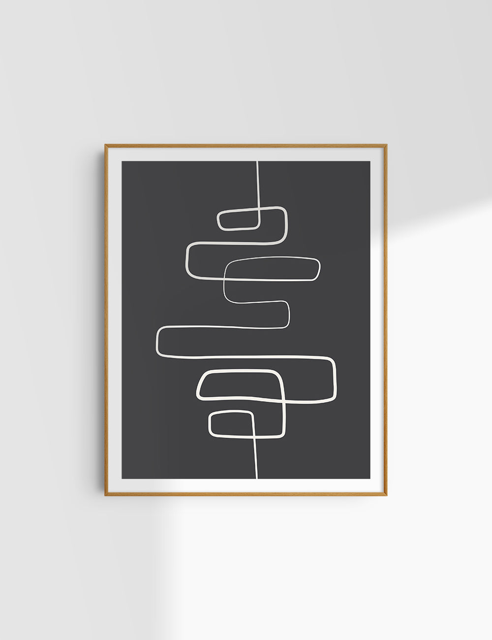 MINIMALIST, ABSTRACT ONE LINE ART. Black and Beige. Printable Wall Art Illustration.