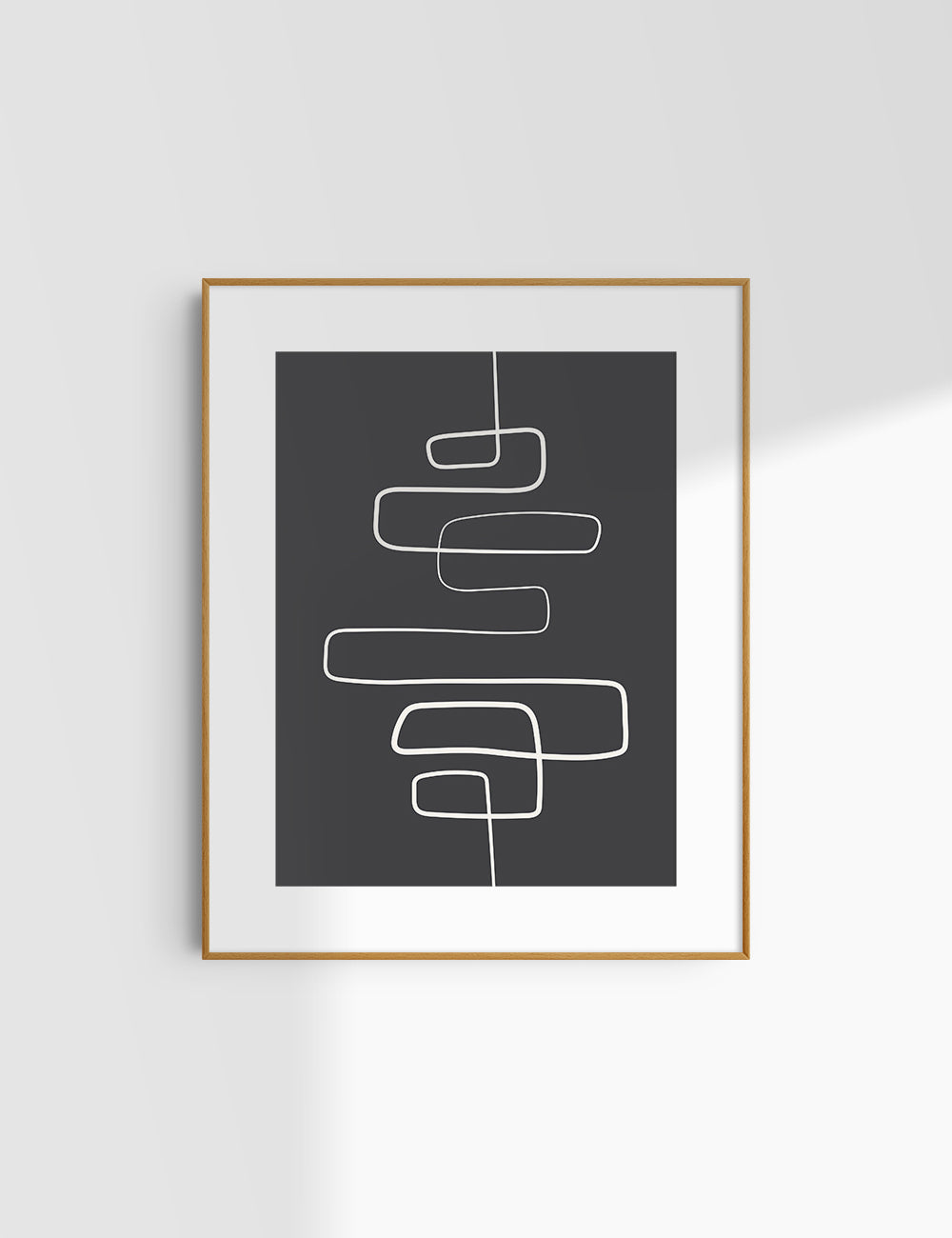 MINIMALIST, ABSTRACT ONE LINE ART. Black and Beige. Printable Wall Art Illustration.