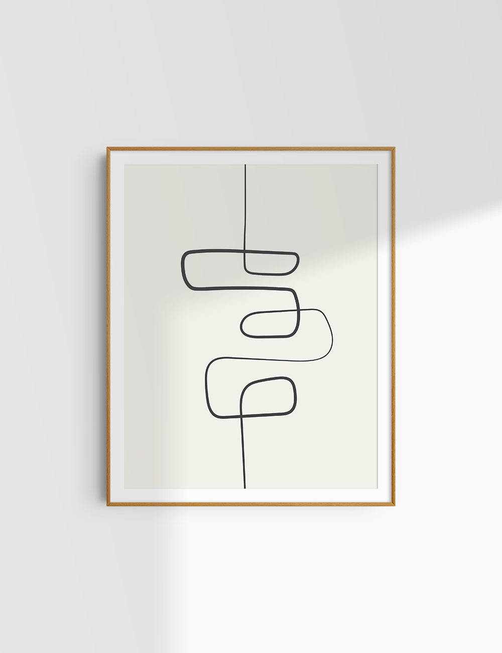 MINIMALIST, ABSTRACT ONE LINE ART. Beige and Black. Printable Wall Art Illustration.