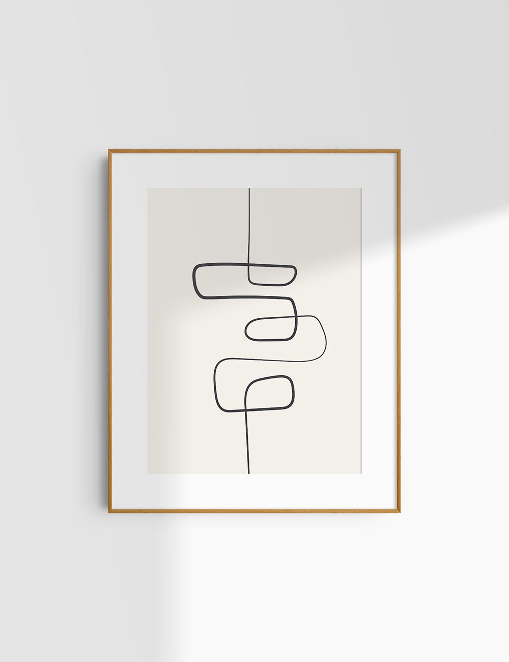 MINIMALIST, ABSTRACT ONE LINE ART. Beige and Black. Printable Wall Art Illustration.