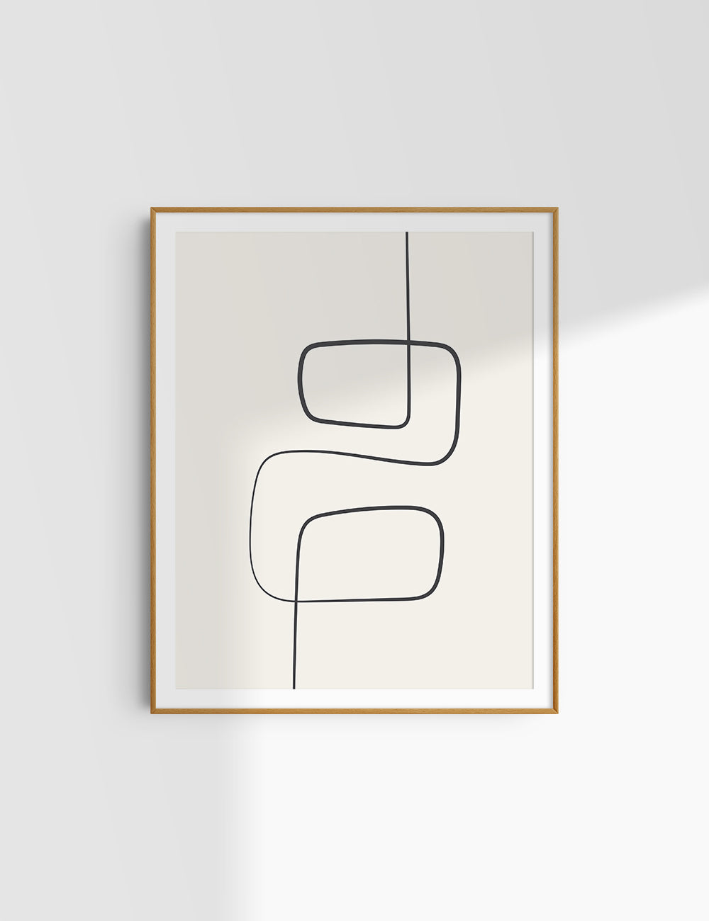 MINIMALIST, ABSTRACT ONE LINE ART. Beige and Black. Printable Wall Art Illustration.