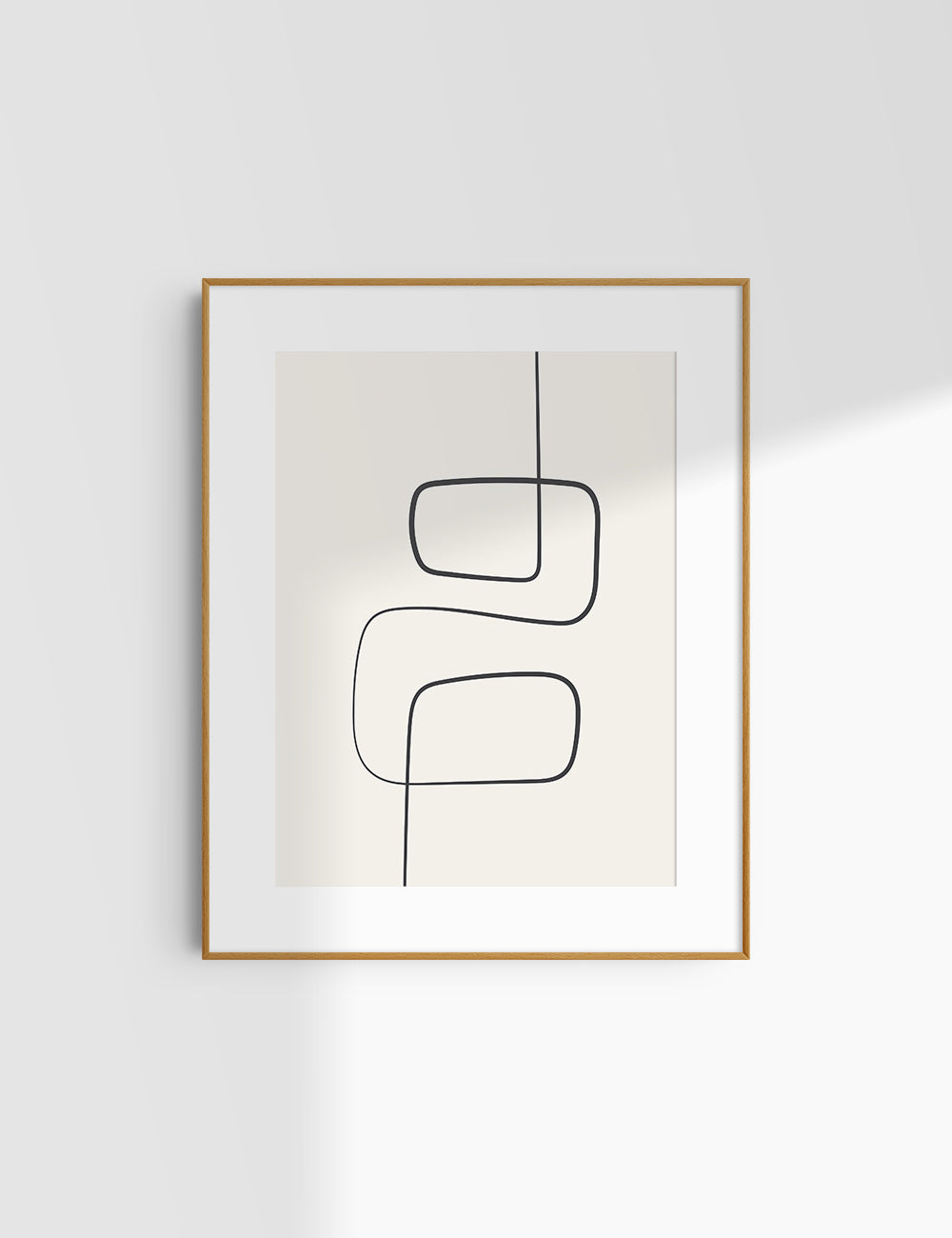 MINIMALIST, ABSTRACT ONE LINE ART. Beige and Black. Printable Wall Art Illustration.