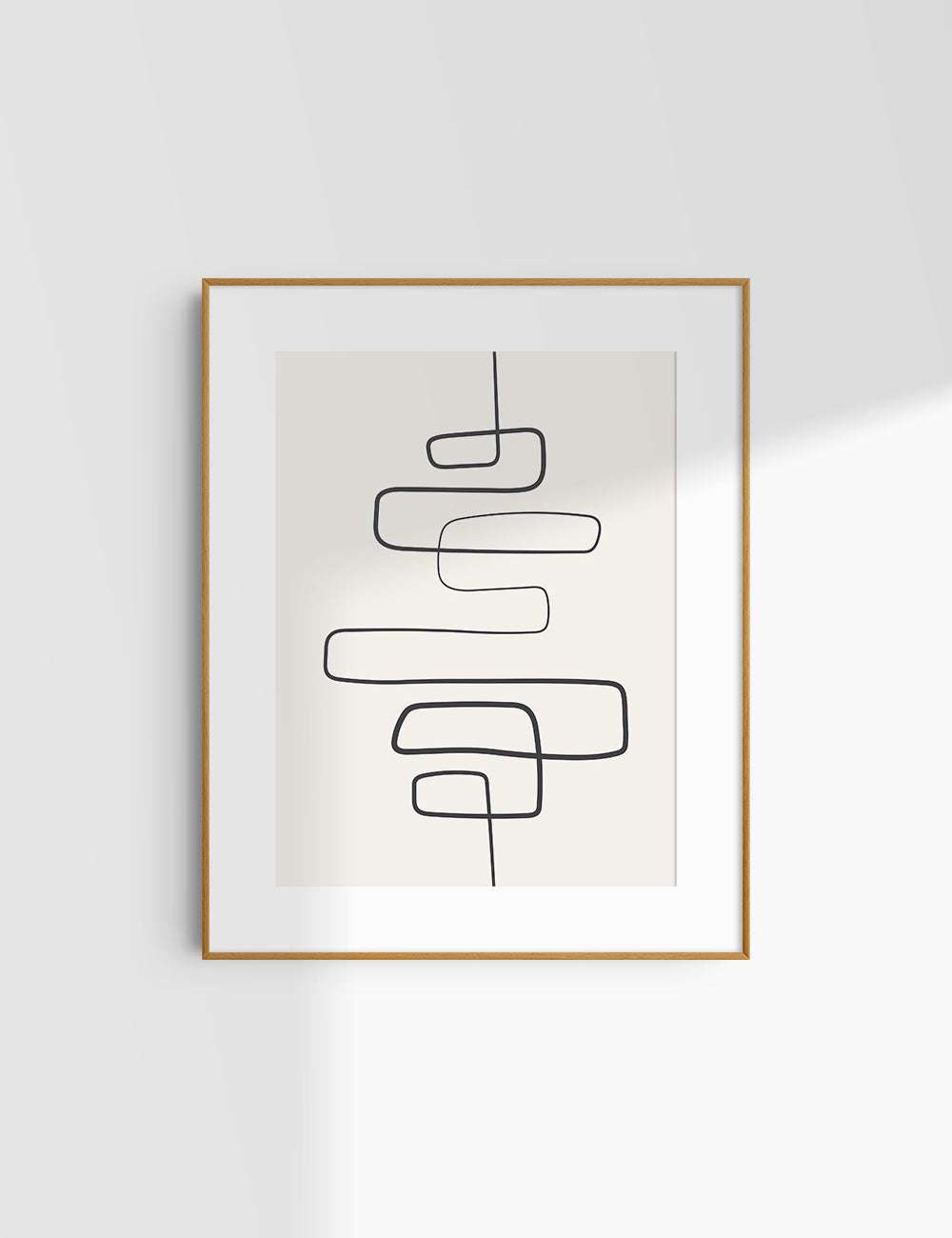MINIMALIST, ABSTRACT ONE LINE ART. Beige and Black. Printable Wall Art Illustration.