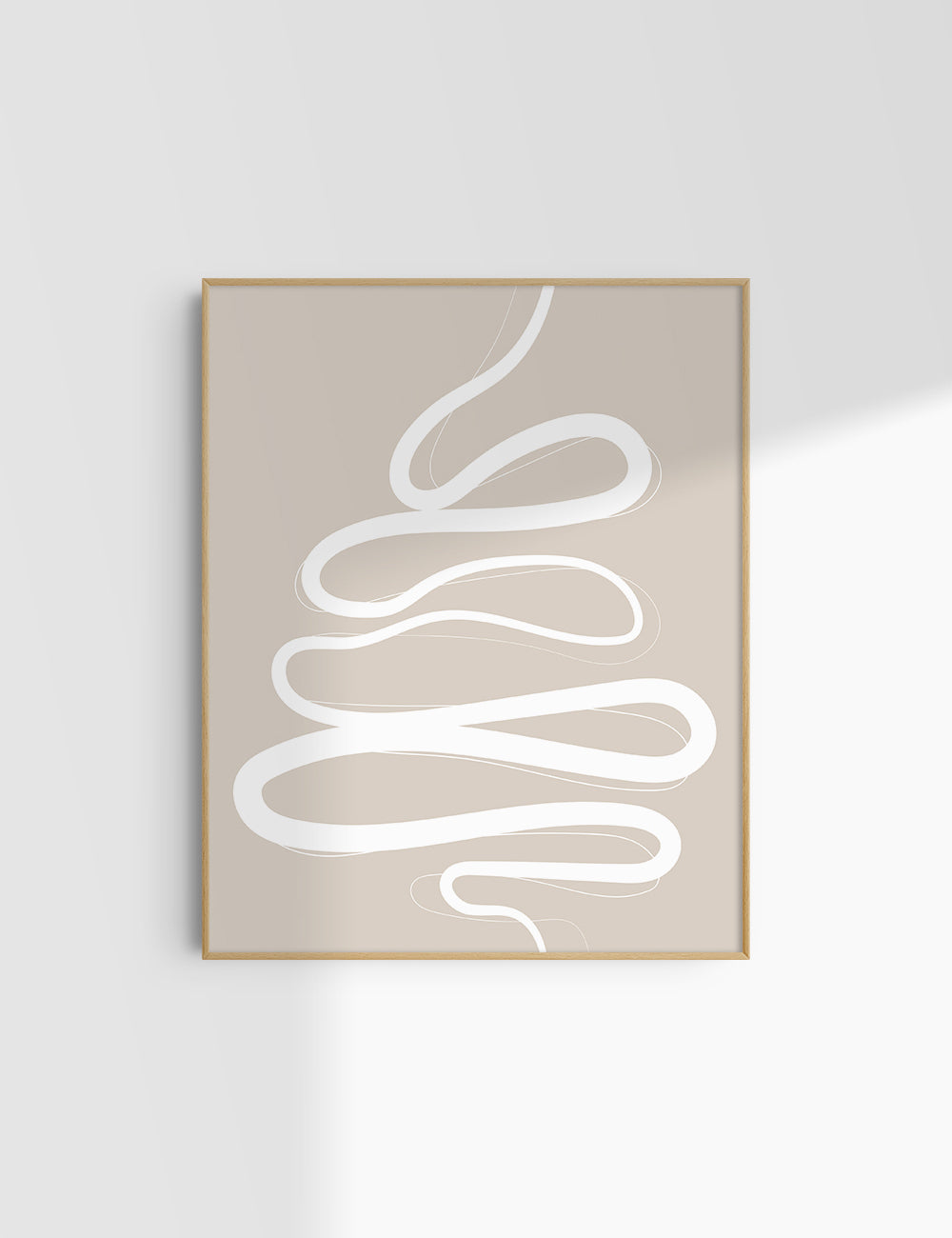 MINIMALIST, ABSTRACT LINE ART. Beige and White. Printable Wall Art Illustration.