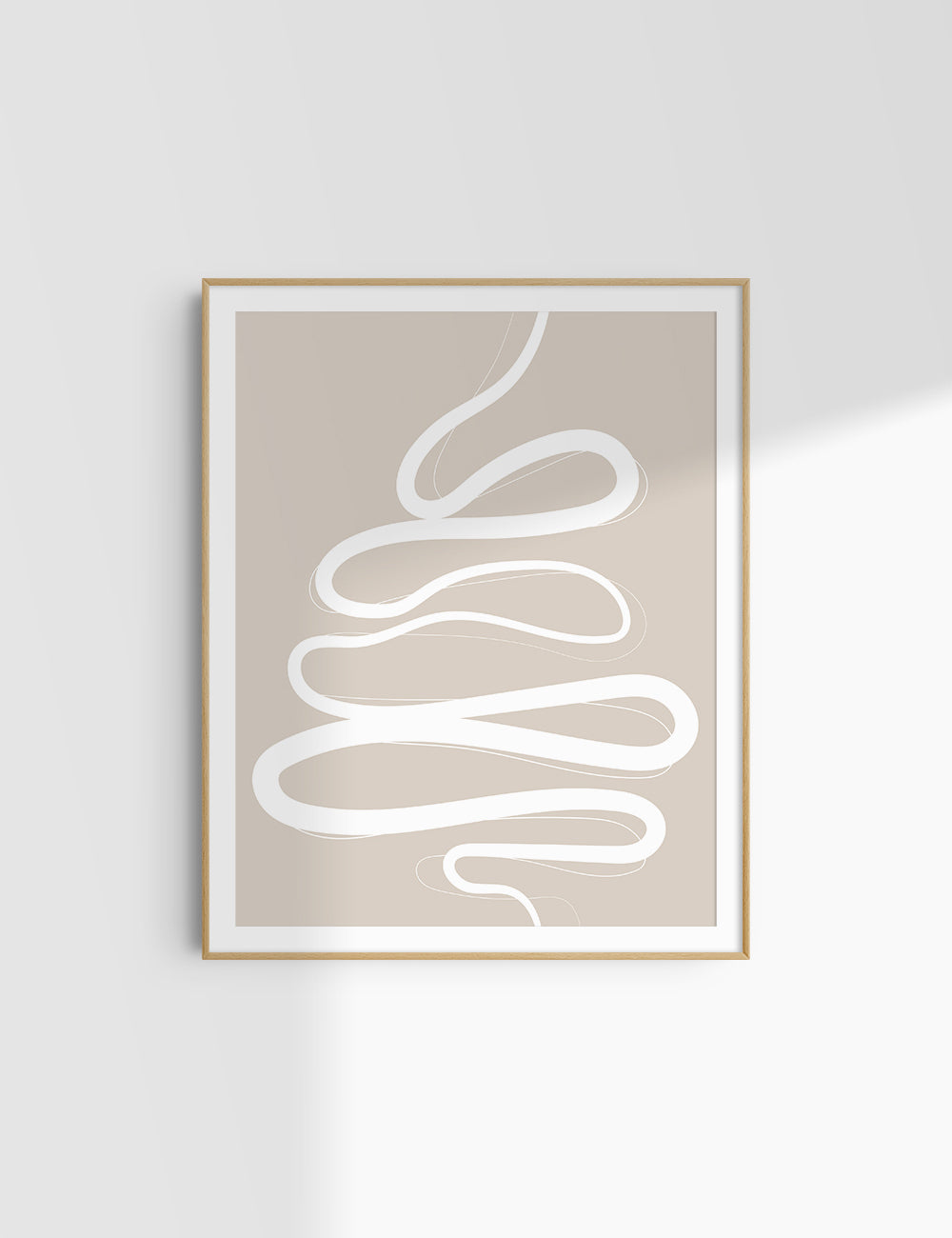 MINIMALIST, ABSTRACT LINE ART. Beige and White. Printable Wall Art Illustration.