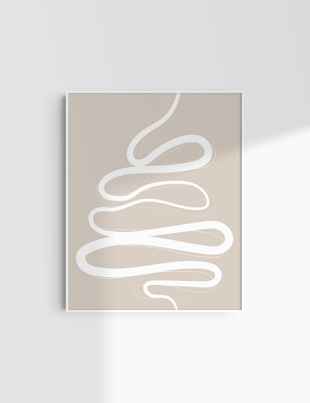 MINIMALIST, ABSTRACT LINE ART. Beige and White. Printable Wall Art Illustration.