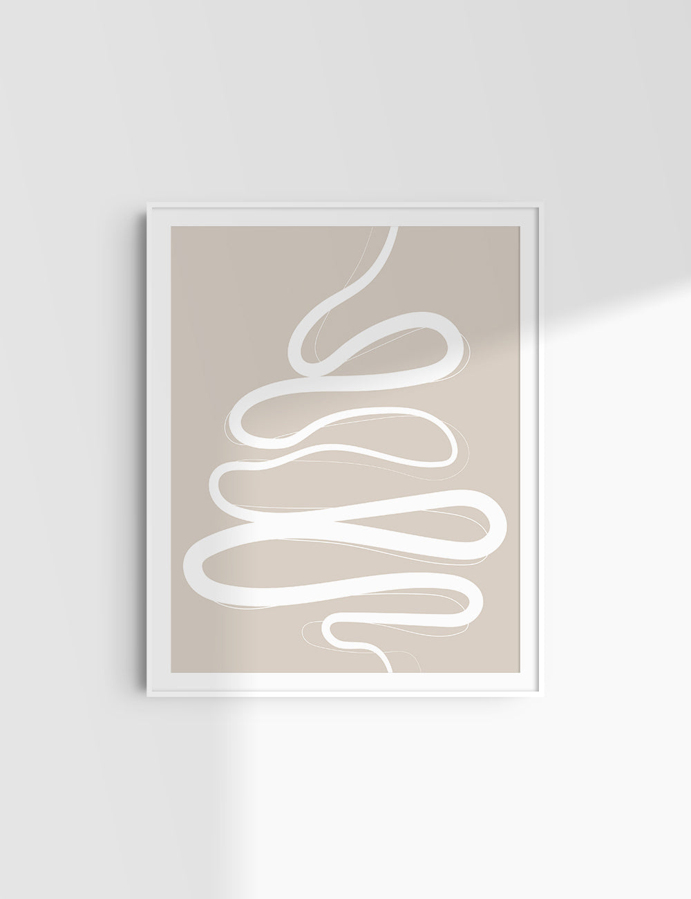 MINIMALIST, ABSTRACT LINE ART. Beige and White. Printable Wall Art Illustration.