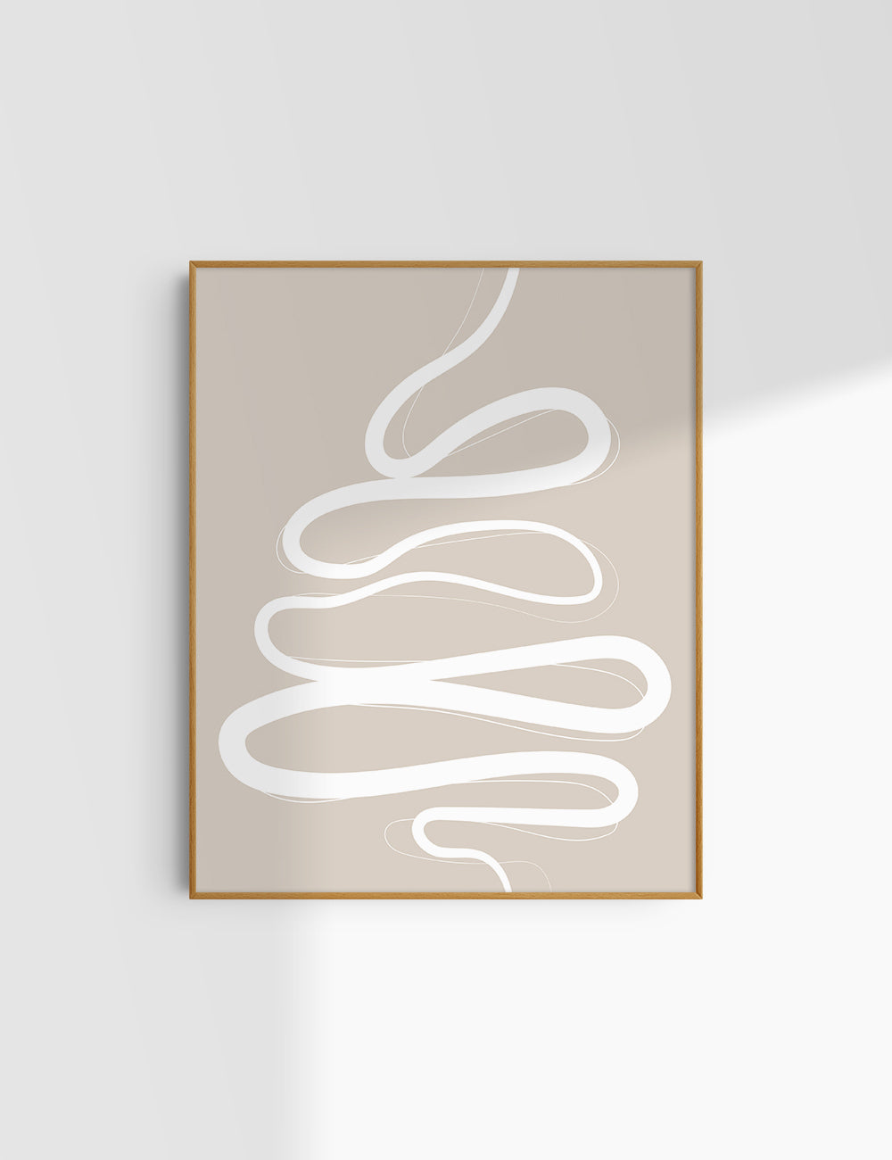 MINIMALIST, ABSTRACT LINE ART. Beige and White. Printable Wall Art Illustration.