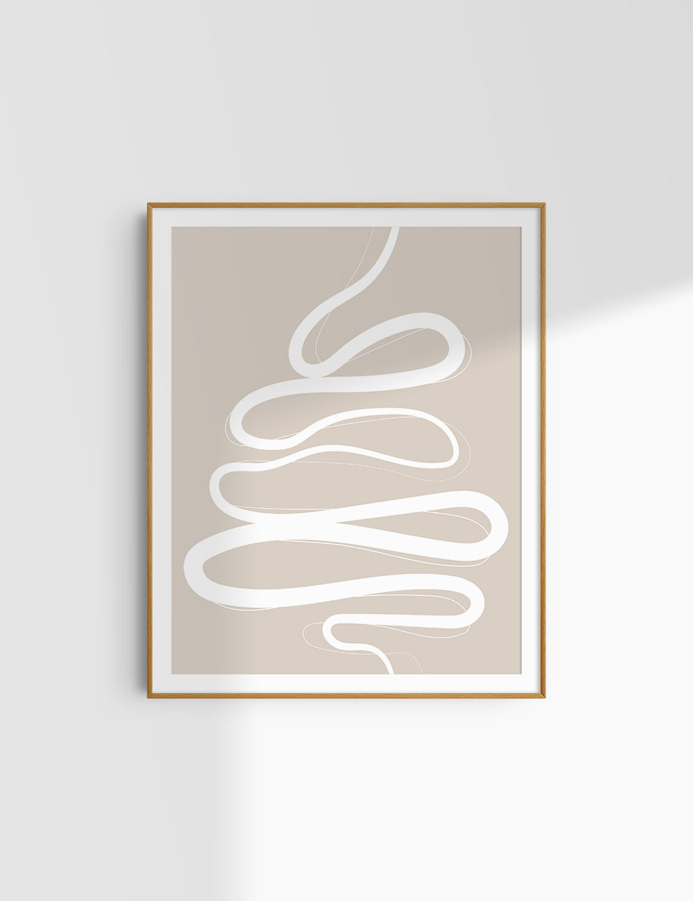 MINIMALIST, ABSTRACT LINE ART. Beige and White. Printable Wall Art Illustration.