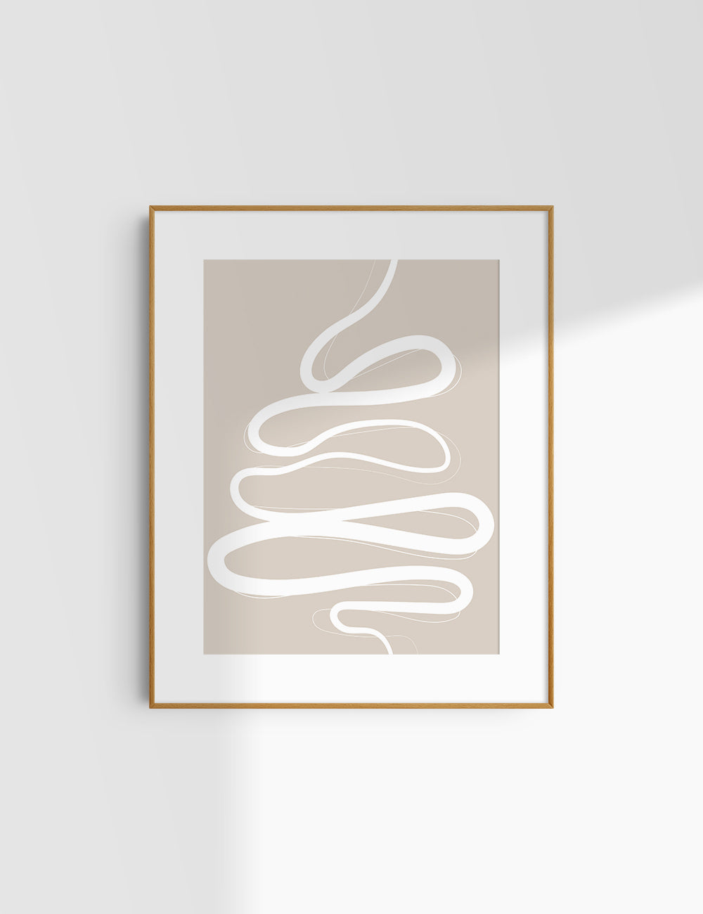 MINIMALIST, ABSTRACT LINE ART. Beige and White. Printable Wall Art Illustration.