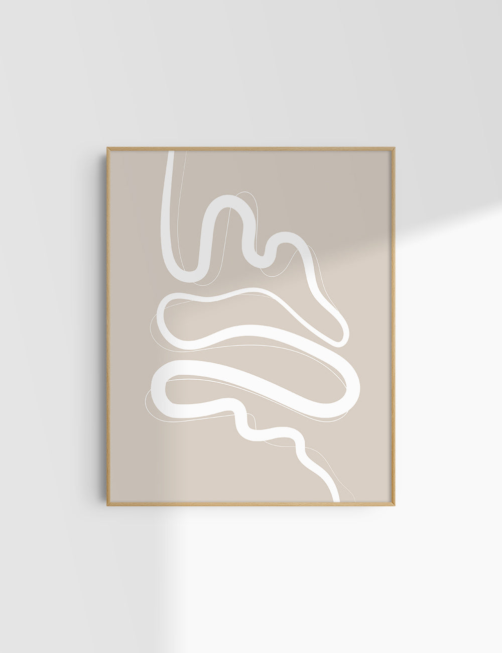 MINIMALIST, ABSTRACT LINE ART. Beige and White. Printable Wall Art Illustration.