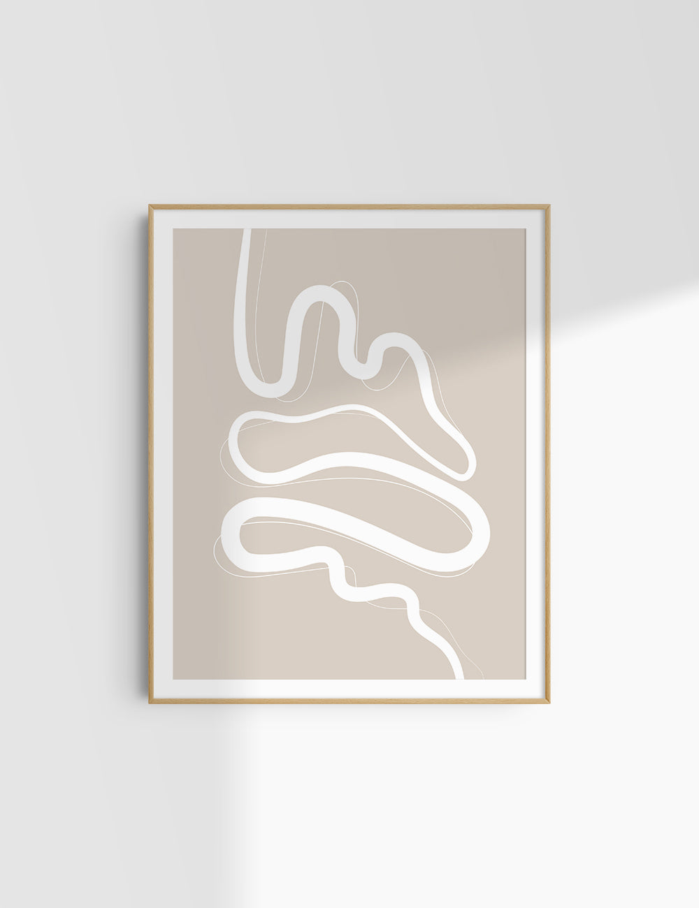 MINIMALIST, ABSTRACT LINE ART. Beige and White. Printable Wall Art Illustration.