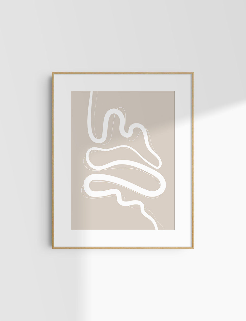 MINIMALIST, ABSTRACT LINE ART. Beige and White. Printable Wall Art Illustration.